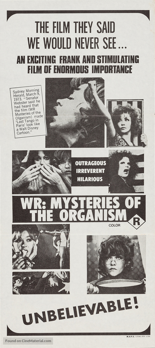 W.R. - Misterije organizma - Australian Movie Poster