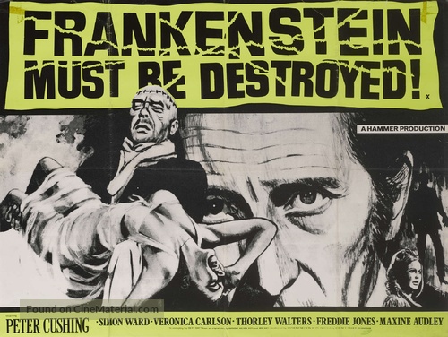 Frankenstein Must Be Destroyed - British Movie Poster