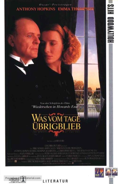 The Remains of the Day - German VHS movie cover