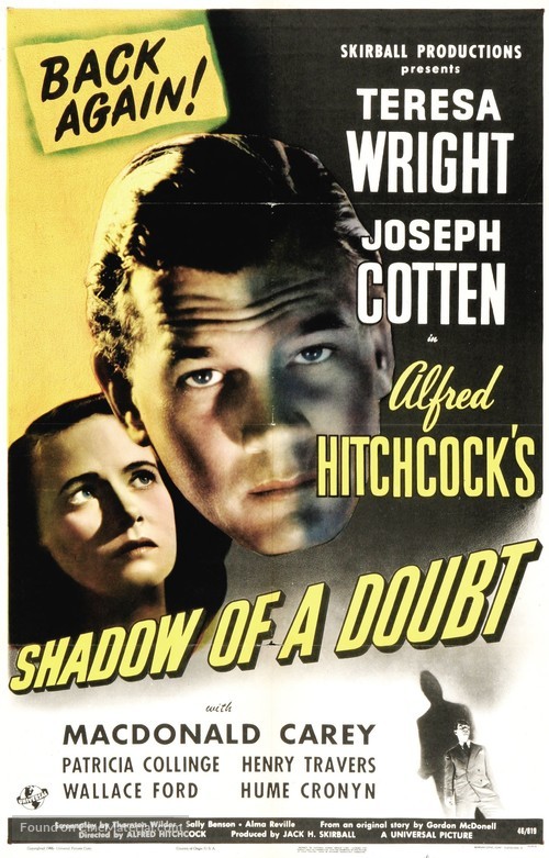 Shadow of a Doubt - Re-release movie poster
