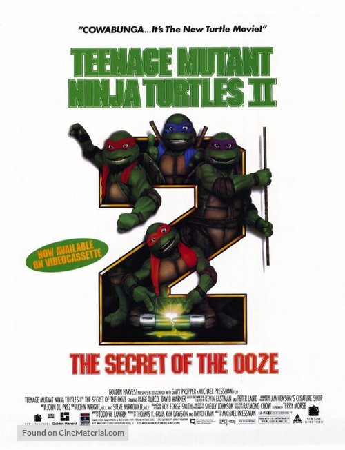 Teenage Mutant Ninja Turtles II: The Secret of the Ooze - Video release movie poster