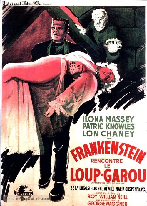 Frankenstein Meets the Wolf Man - French Movie Poster