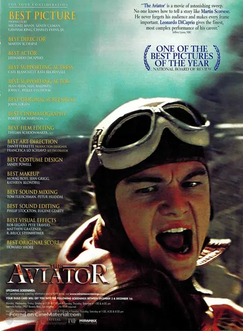 The Aviator - For your consideration movie poster