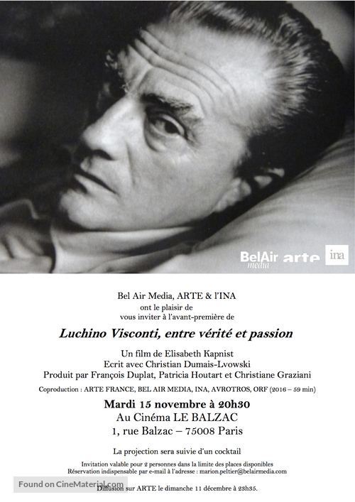 Luchino Visconti - Entre v&eacute;rit&eacute; et passion - French Movie Poster