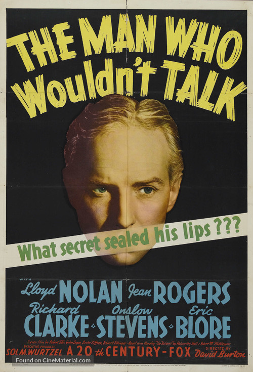 The Man Who Wouldn&#039;t Talk - Movie Poster