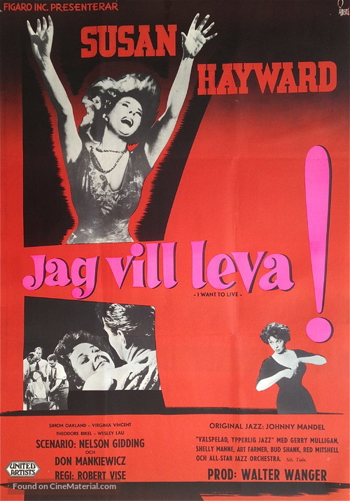 I Want to Live! - Swedish Movie Poster