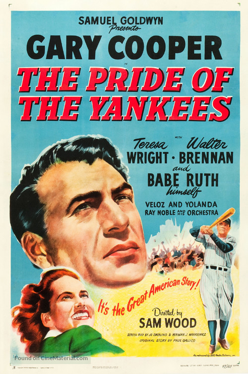 The Pride of the Yankees - Re-release movie poster