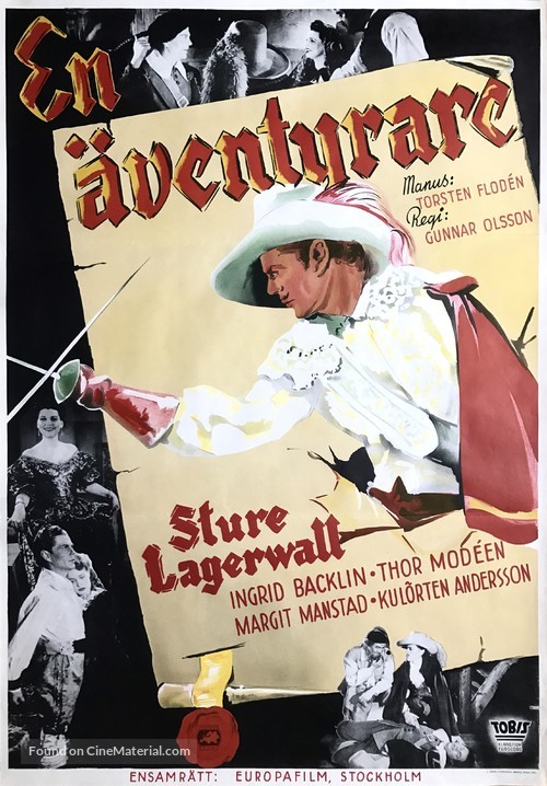 En &auml;ventyrare - Swedish Movie Poster