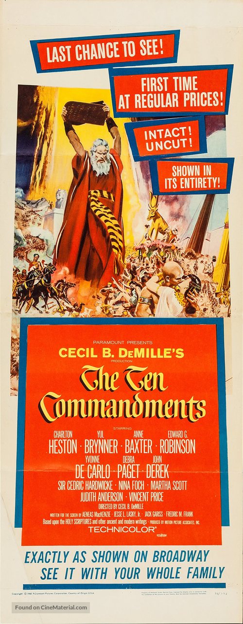 The Ten Commandments - Re-release movie poster