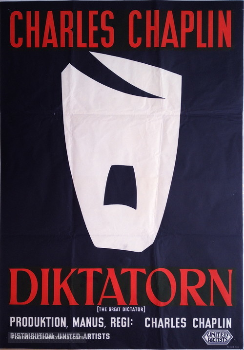 The Great Dictator - Swedish Movie Poster