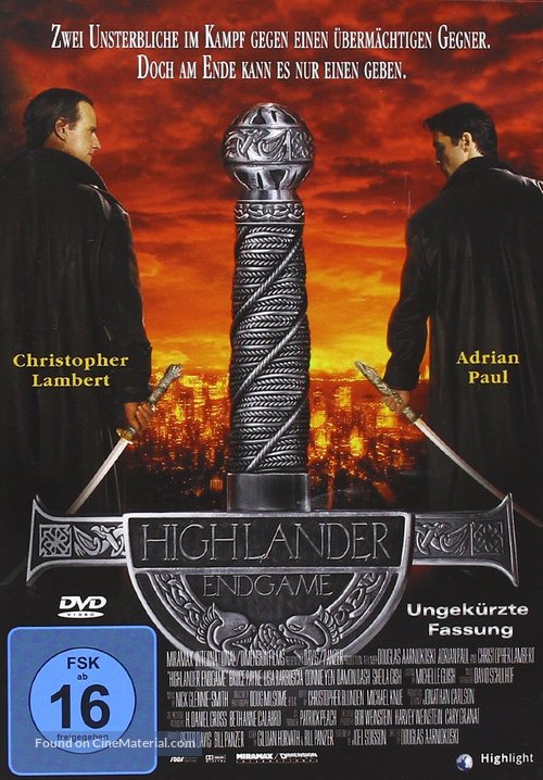 Highlander: Endgame - German DVD movie cover