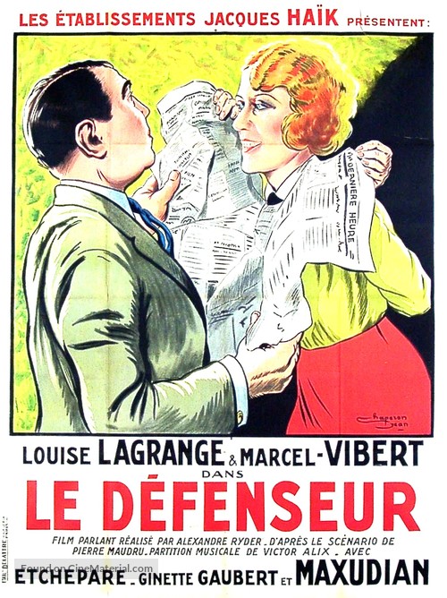 Le d&eacute;fenseur - French Movie Poster