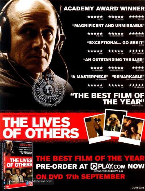 Das Leben der Anderen - British Video release movie poster
