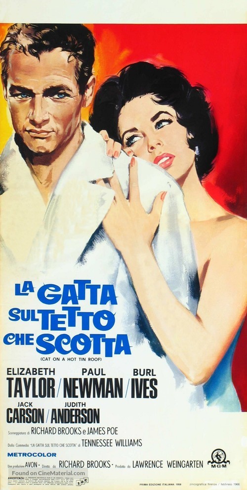 Cat on a Hot Tin Roof - Italian Re-release movie poster