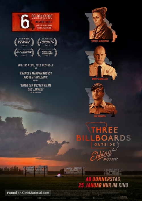 Three Billboards Outside Ebbing, Missouri - German Movie Poster