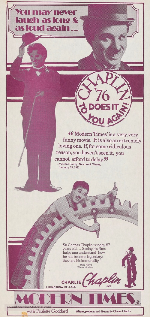 Modern Times - Australian Re-release movie poster