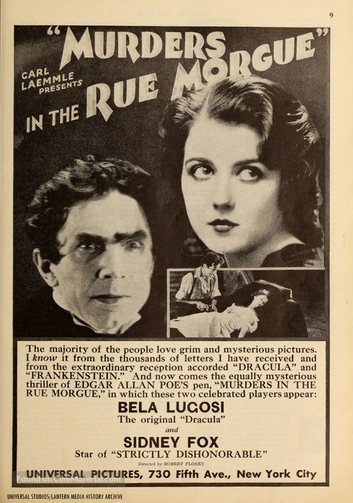 Murders in the Rue Morgue - poster
