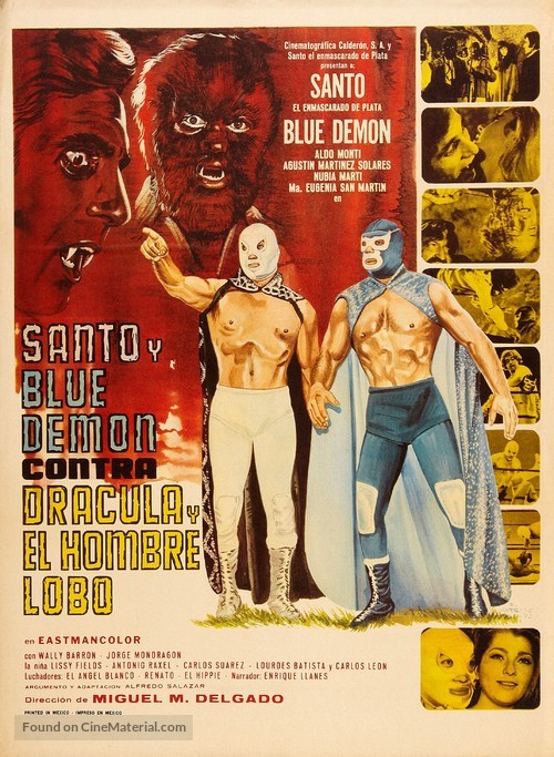 Santo y Blue Demon vs Dr&aacute;cula y el Hombre Lobo - Mexican Movie Poster