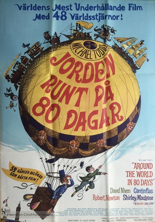 Around the World in Eighty Days - Swedish Movie Poster