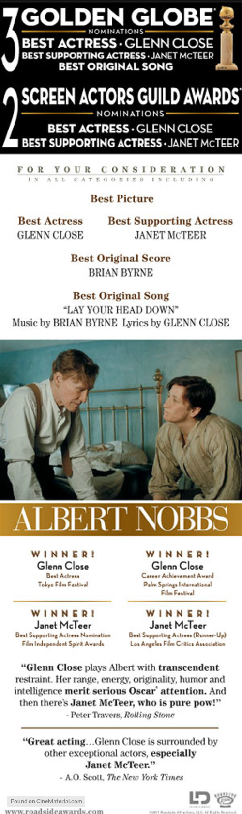 Albert Nobbs - For your consideration movie poster