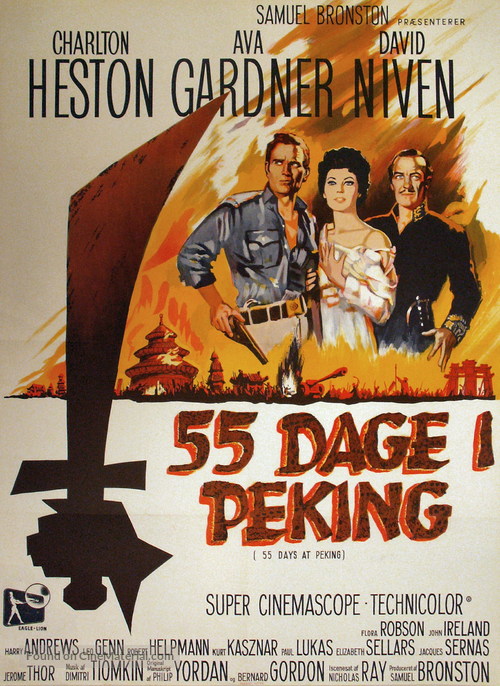 55 Days at Peking - Danish Movie Poster