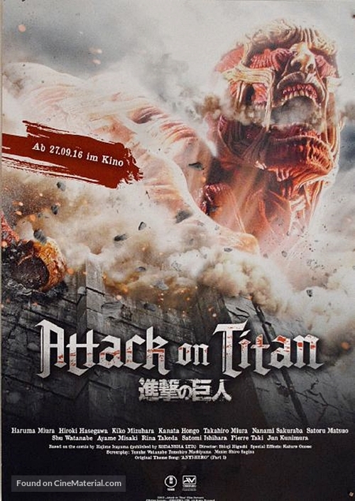 Shingeki no kyojin: Attack on Titan - End of the World - German Movie Poster