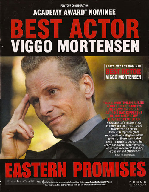 Eastern Promises - For your consideration movie poster