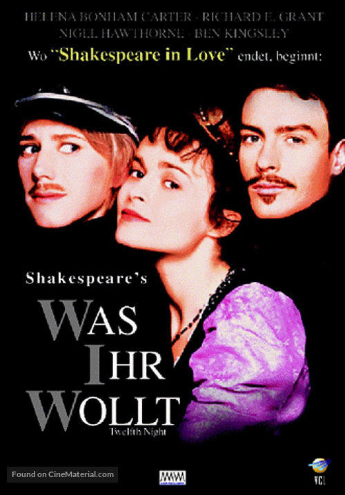 Twelfth Night: Or What You Will - German DVD movie cover