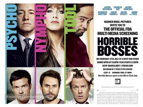 Horrible Bosses - British Movie Poster