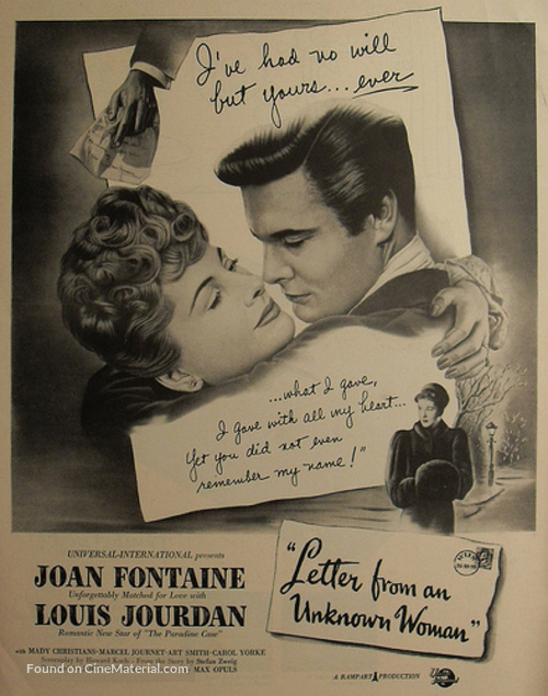 Letter from an Unknown Woman - Movie Poster