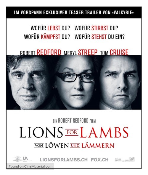 Lions for Lambs - Swiss Movie Poster