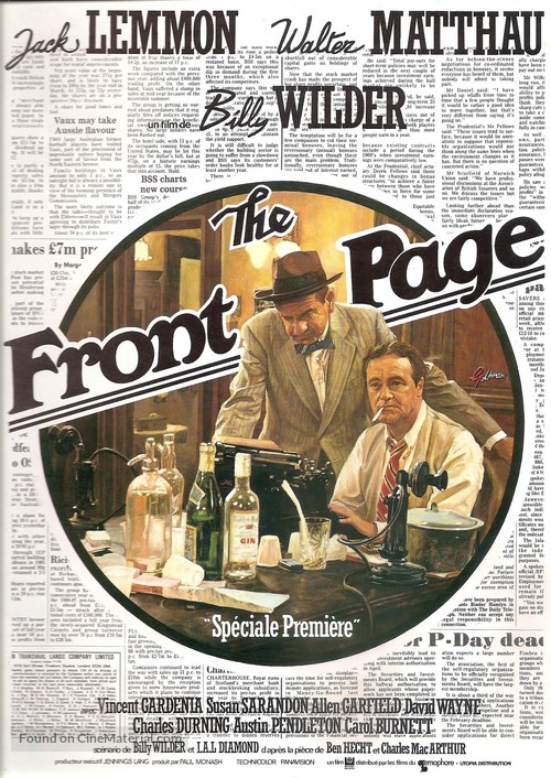 The Front Page - French Movie Poster