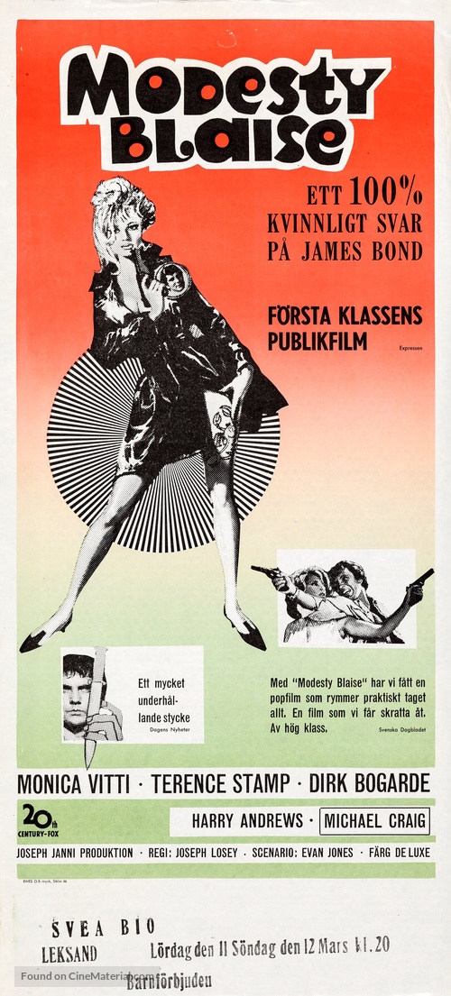 Modesty Blaise - Swedish Movie Poster