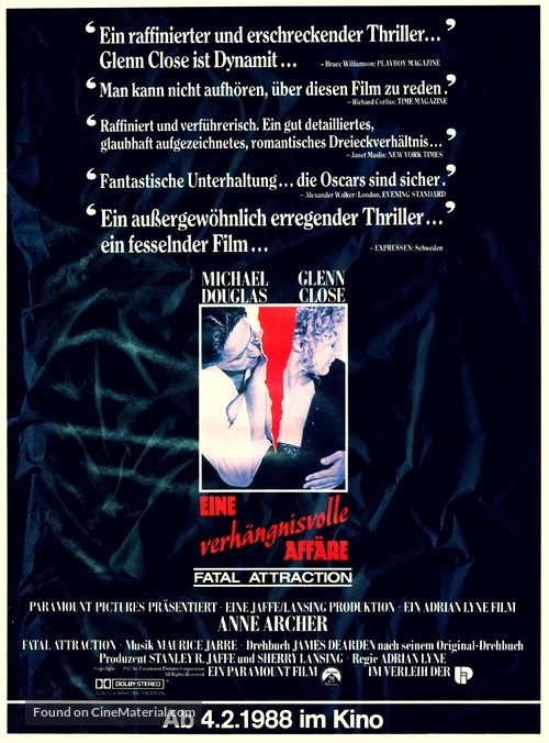 Fatal Attraction - German Movie Poster