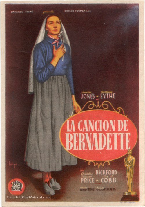 The Song of Bernadette - Spanish Movie Poster