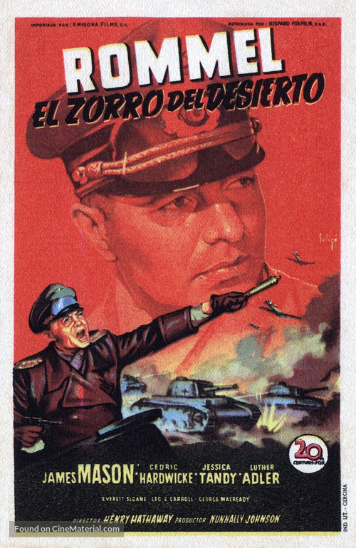 The Desert Fox: The Story of Rommel - Spanish Movie Poster