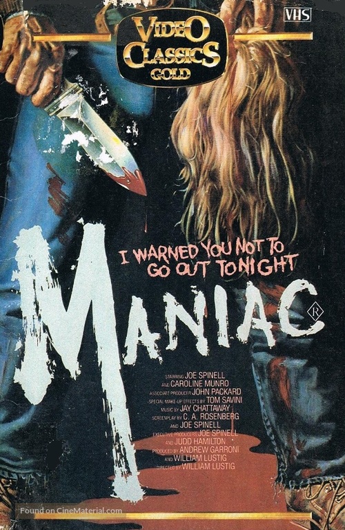 Maniac - Australian VHS movie cover