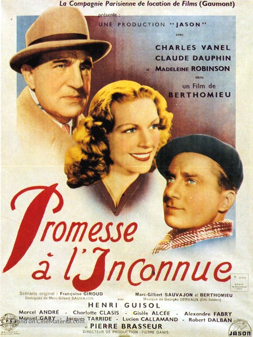 Promesse &agrave; l&#039;inconnue - French Movie Poster