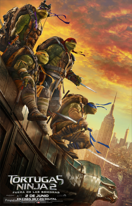 Teenage Mutant Ninja Turtles: Out of the Shadows - Chilean Movie Poster