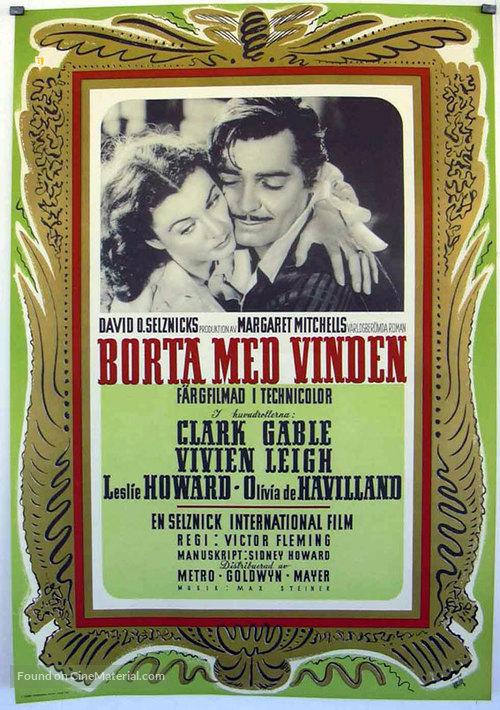 Gone with the Wind - Swedish Movie Poster