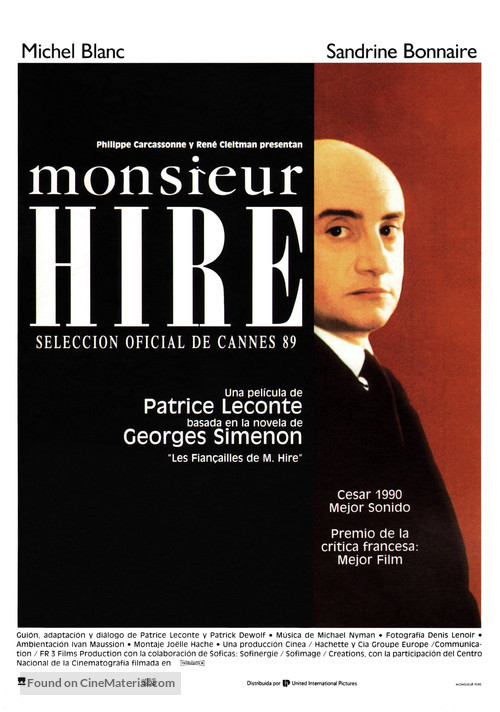 Monsieur Hire - Spanish Movie Poster