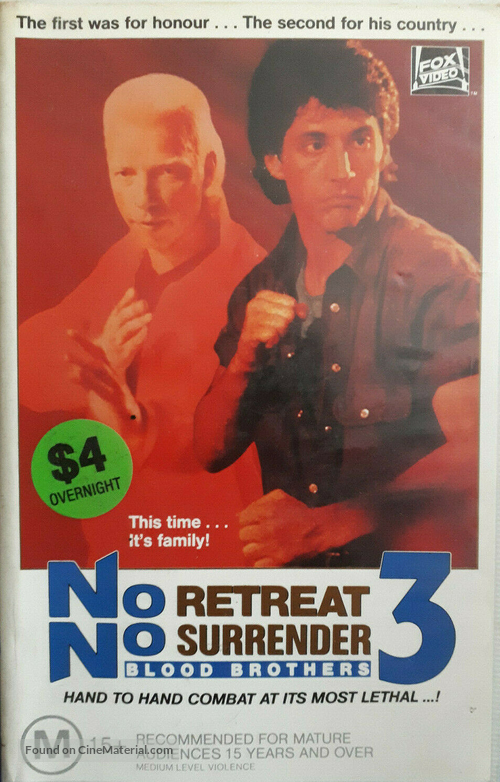 No Retreat, No Surrender 3: Blood Brothers - Australian Movie Cover