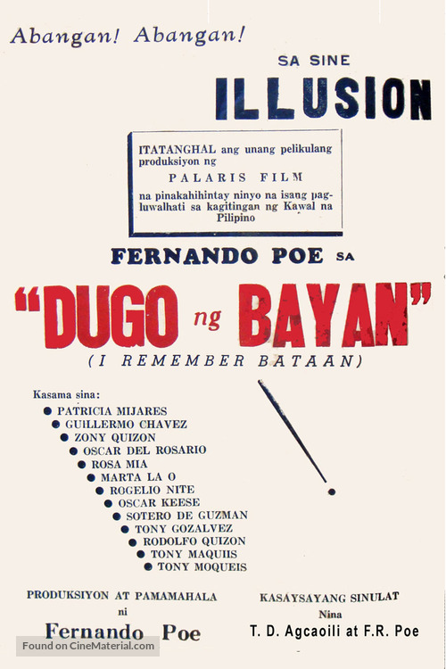 Dugo at bayan - Philippine Movie Poster