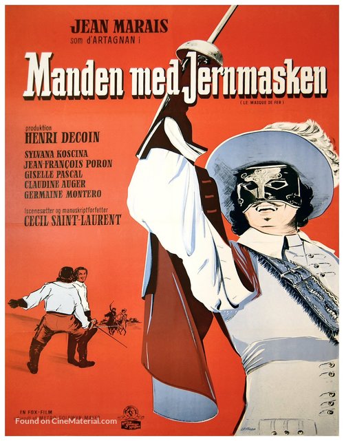 Masque de fer, Le - Danish Movie Poster