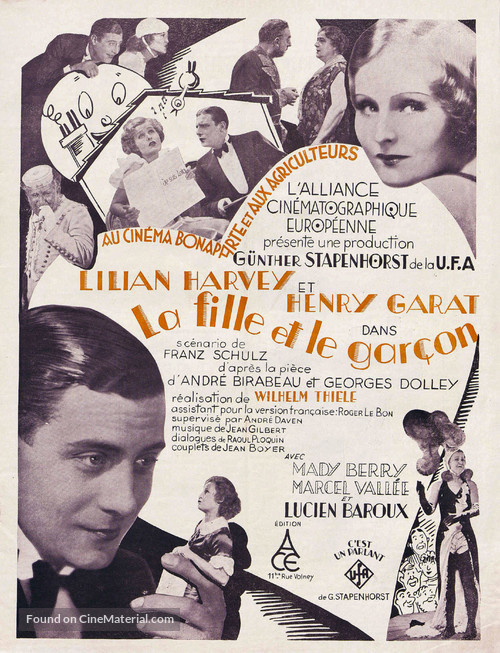 La fille et le gar&ccedil;on - French Movie Poster