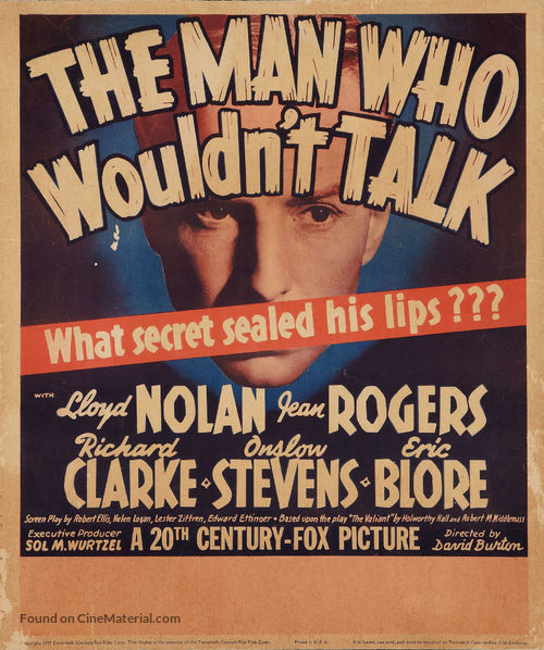 The Man Who Wouldn&#039;t Talk - Movie Poster