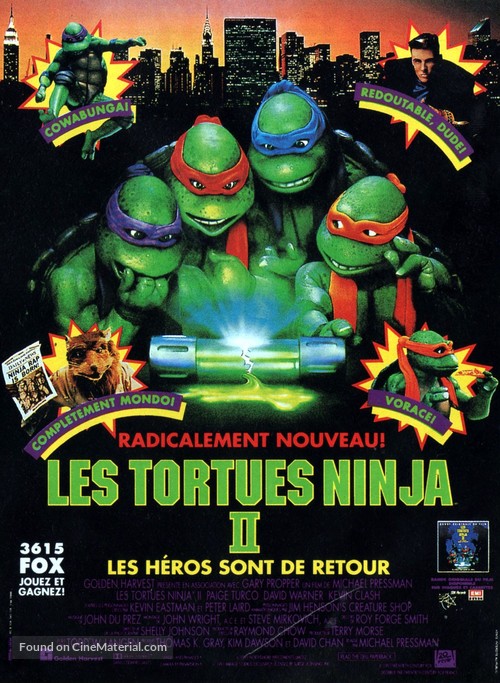 Teenage Mutant Ninja Turtles II: The Secret of the Ooze - French Movie Poster