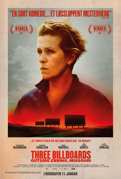 Three Billboards Outside Ebbing, Missouri - Danish Movie Poster