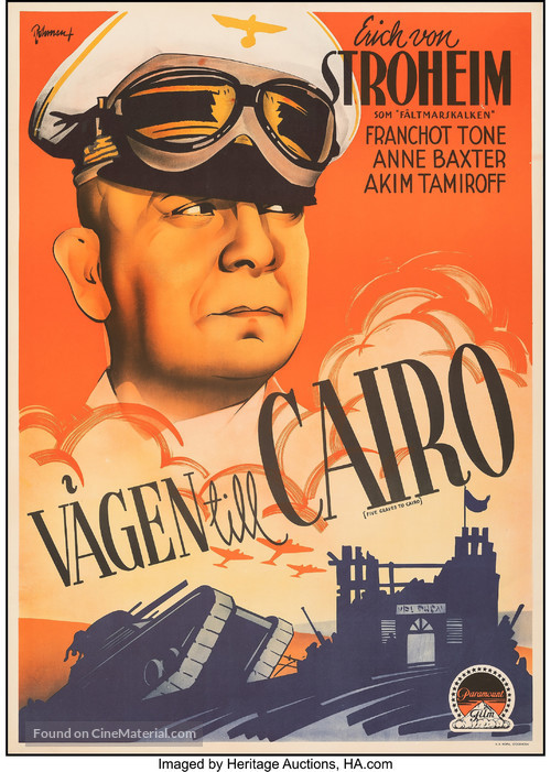 Five Graves to Cairo - Swedish Movie Poster