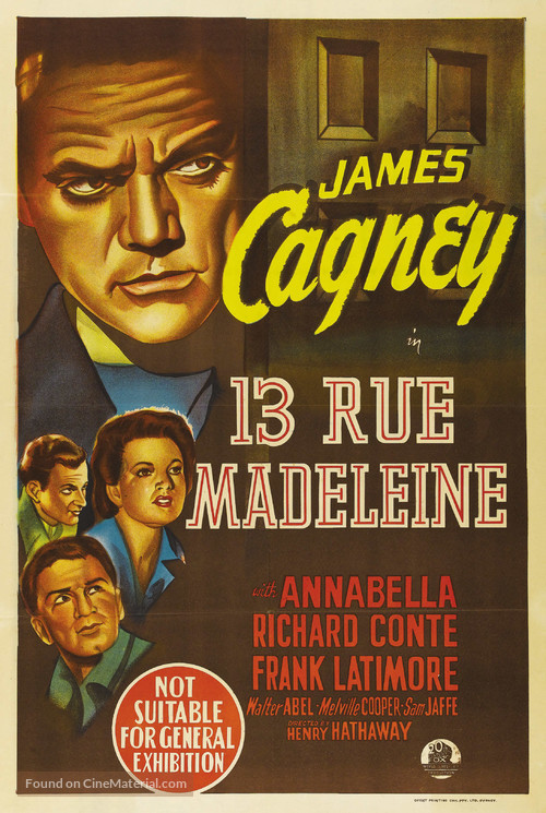 13 Rue Madeleine - Australian Movie Poster